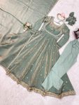 MOST PICKED FANDY SILK CODING SEQUENCE WORK GOWN BOTTOM WITH DUPATTA PARTY WEAR WHOLESALE PRICE ETHNIC GARMENT (11)