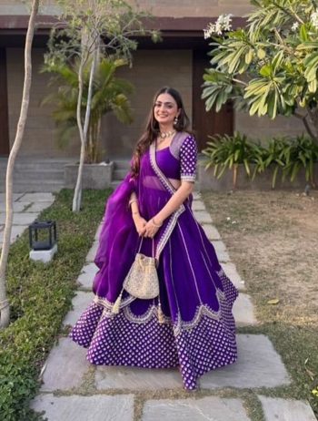 MOST PICKED GEORGETTE EMBROIDERY SEQUENCE WORK LEHENGA CHOLI WITH DUPATTA PURPLE