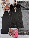 MOST PICKED GEORGETTE EMBROIDERY SEQUENCE WORK TOP BOTTOM WITH DUPATTA BLACK