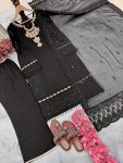 MOST PICKED GEORGETTE EMBROIDERY SEQUENCE WORK TOP BOTTOM WITH DUPATTA PARTY WEAR WHOLESALE PRICE ETHNIC GARMENT (1)
