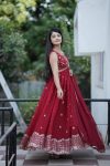 MOST PICKED GEORGETTE EMBROIDERY WORK SLEEVELESS ALIA CUT GOWN WITH DUPATTA PARTY WEAR WHOLESALE PRICE ETHNIC GARMENT (8)