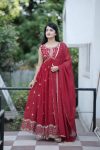 MOST PICKED GEORGETTE EMBROIDERY WORK SLEEVELESS ALIA CUT GOWN WITH DUPATTA PARTY WEAR WHOLESALE PRICE ETHNIC GARMENT (8)