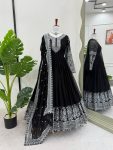 MOST PICKED GEORGETTE THREAD SEQUENCE WORK GOWN WITH DUPATTA BLACK