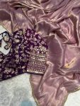 MOST PICKED GOLD CRUSH WEAVING EMBROIDERY LACE WORK SAREE WITH STITCHED BLOUSE PARTY WEAR WHOLESALE PRICE ETHNIC GARMENT (2)