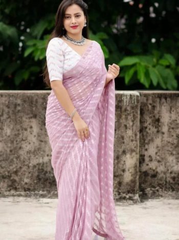 NEW ARRICAL CHIFFON ZARI WOVEN WORK SAREE WITH UNSTITCHED BLOUSE  ONION