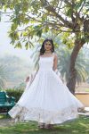 NEW ARRIVAL BLOOMING GEORGETTE EMBROIDERY SEQUENCE WORK GOWN WITH DUPATTA PARTY WEAR WHOLESALE PRICE ETHNIC GARMENT (5)