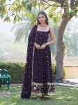 NEW ARRIVAL BLOOMING GEORGETTE EMBROIDERY SEQUENCE WORK GOWN WITH DUPATTA PARTY WEAR WHOLESALE PRICE ETHNIC GARMENT (6)