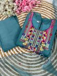 NEW ARRIVAL CHANDERI SILK EMBROIDERY WORK TOP BOTTOM WITH DUPATTA PARTY WEAR WHOLESALE PRICE ETHNIC GARMENT (8)