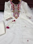 NEW ARRIVAL CHANDERI SILK EMBROIDERY WORK TOP BOTTOM WITH DUPATTA PARTY WEAR WHOLESALE PRICE ETHNIC GARMENT (4)