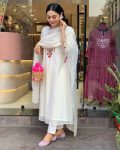 NEW ARRIVAL CHANDERI SILK EMBROIDERY WORK TOP BOTTOM WITH DUPATTA PARTY WEAR WHOLESALE PRICE ETHNIC GARMENT (4)