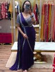 NEW ARRIVAL CHINON EMBROIDERY LEHENGA SAREE ATTACHED DUPATTA BELT WITH STITCHED BLOUSE PURPLE