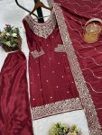 NEW ARRIVAL CHINON EMBROIDERY THREAD SEQUENCE WORK TOP PALAZZO WITH DUPATTA PARTY WEAR WHOLESALE PRICE ETHNIC GARMENT (2)