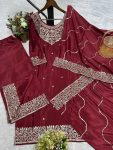 NEW ARRIVAL CHINON EMBROIDERY THREAD SEQUENCE WORK TOP PALAZZO WITH DUPATTA PARTY WEAR WHOLESALE PRICE ETHNIC GARMENT (2)