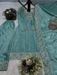 NEW ARRIVAL CHINON EMBROIDERY THREAD SEQUENCE WORK TOP PALAZZO WITH DUPATTA PARTY WEAR WHOLESALE PRICE ETHNIC GARMENT (6)