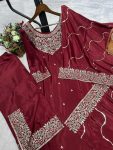 NEW ARRIVAL CHINON EMBROIDERY THREAD SEQUENCE WORK TOP PALAZZO WITH DUPATTA PARTY WEAR WHOLESALE PRICE ETHNIC GARMENT (2)
