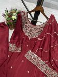 NEW ARRIVAL CHINON EMBROIDERY THREAD SEQUENCE WORK TOP PALAZZO WITH DUPATTA PARTY WEAR WHOLESALE PRICE ETHNIC GARMENT (2)