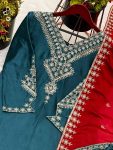 NEW ARRIVAL CHINON SILK EMBROIDERY SEQUENCE WORK TOP BOTTOM WITH DUPATTA FESTIVE WEAR WHOLESALE PRICE ETHNIC GARMENT (3)