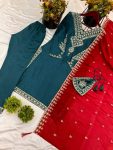 NEW ARRIVAL CHINON SILK EMBROIDERY SEQUENCE WORK TOP BOTTOM WITH DUPATTA FESTIVE WEAR WHOLESALE PRICE ETHNIC GARMENT (3)