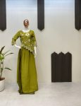 NEW ARRIVAL CHINON SILK EMBROIDERY SEQUENCE WORK TOP WITH PLEATED SKIRT PARTY WEAR WHOLESALE PRICE ETHNIC GARMENT (3)