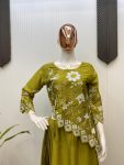 NEW ARRIVAL CHINON SILK EMBROIDERY SEQUENCE WORK TOP WITH PLEATED SKIRT PARTY WEAR WHOLESALE PRICE ETHNIC GARMENT (3)