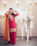 NEW ARRIVAL CHINON SILK THREAD CODING PEARL WORK TOP PATIYALA WITH DUPATTA PARTY WEAR WHOLESALE PRICE ETHNIC GARMENT (5)