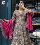 NEW ARRIVAL COTTON EMBROIDERY WORK ANARKALI GOWN BOTTOM WITH DUPATTA FESTIVE WEAR WHOLESALE PRICE ETHNIC GARMENT (3)