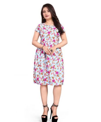 NEW ARRIVAL CREPE DIGITAL PRINTED KURTI  WHITE