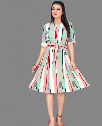 NEW ARRIVAL CREPE DIGITAL PRINTED KURTI  SEA GREEN