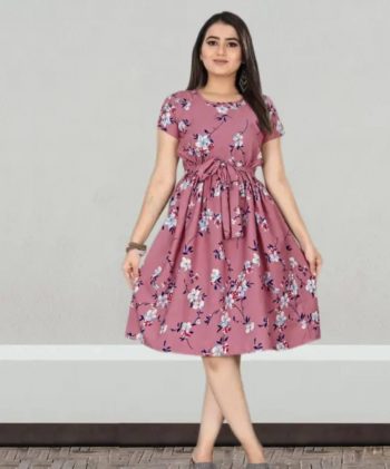 NEW ARRIVAL CREPE DIGITAL PRINTED KURTI  PEACH