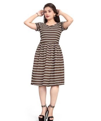 NEW ARRIVAL CREPE DIGITAL PRINTED KURTI  BROWN