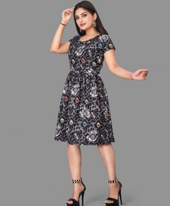 NEW ARRIVAL CREPE DIGITAL PRINTED KURTI  BLACK