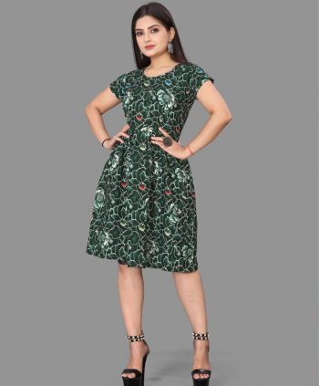 NEW ARRIVAL CREPE DIGITAL PRINTED KURTI  GREEN