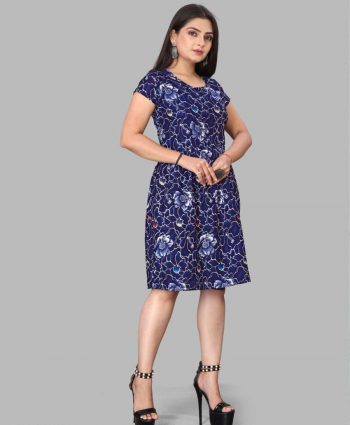 NEW ARRIVAL CREPE DIGITAL PRINTED KURTI  BLUE