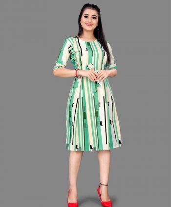 NEW ARRIVAL CREPE DIGITAL PRINTED KURTI  GREEN