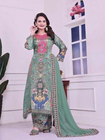 NEW ARRIVAL DIGITAL PRINTED WITH REAL MIRROR HAND WORK TOP BOTTOM WITH DUPATTA MINT