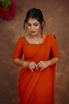 NEW ARRIVAL FAUX GEORGETTE PLAIN READY TO WEAR SAREE WITH HAND WORK STITCHED BLOUSE PARTY WEAR WHOLESALE PRICE ETHNIC GARMENT (3)