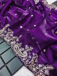 NEW ARRIVAL FENDY SILK EMBROIDERY CODING & SEQUENCE WORK SAREE WITH UNSTITCHED BLOUSE PARTY WEAR WHOLESALE PRICE ETHNIC GARMENT (3)