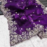 NEW ARRIVAL FENDY SILK EMBROIDERY CODING & SEQUENCE WORK SAREE WITH UNSTITCHED BLOUSE PARTY WEAR WHOLESALE PRICE ETHNIC GARMENT (3)