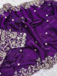 NEW ARRIVAL FENDY SILK EMBROIDERY CODING & SEQUENCE WORK SAREE WITH UNSTITCHED BLOUSE PARTY WEAR WHOLESALE PRICE ETHNIC GARMENT (3)