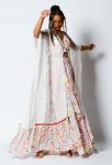 NEW ARRIVAL FRENCH CREPE PRINTED EMBROIDERY HAND WORK DRAPE SKIRT BLOUSE WITH SHRUG PARTY WEAR WHOLESALE PRICE ETHNIC GARMENT (3)