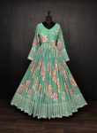 NEW ARRIVAL GEORGETTE DIGITAL PRINTED WITH EMBROIDERY ZARI SEQUENCE WORK GOWN FESTIVE WEAR WHOLESALE PRICE ETHNIC GARMENT (5)