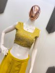 NEW ARRIVAL GEORGETTE EMBROIDERY SEQUENCE MIRROR WORK BLOUSE SKIRT WITH SHRUG PARTY WEAR WHOLESALE PRICE ETHNIC GARMENT (3)