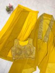 NEW ARRIVAL GEORGETTE EMBROIDERY SEQUENCE MIRROR WORK BLOUSE SKIRT WITH SHRUG PARTY WEAR WHOLESALE PRICE ETHNIC GARMENT (3)