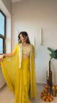 NEW ARRIVAL GEORGETTE EMBROIDERY SEQUENCE MIRROR WORK BLOUSE SKIRT WITH SHRUG PARTY WEAR WHOLESALE PRICE ETHNIC GARMENT (3)