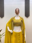 NEW ARRIVAL GEORGETTE EMBROIDERY SEQUENCE MIRROR WORK BLOUSE SKIRT WITH SHRUG PARTY WEAR WHOLESALE PRICE ETHNIC GARMENT (3)