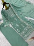 NEW ARRIVAL GEORGETTE EMBROIDERY SEQUENCE WORK TOP PALAZZO WITH DUPATTA FESTIVE WEAR WHOLESLAE PRICE ETHNIC GARMENT (3)