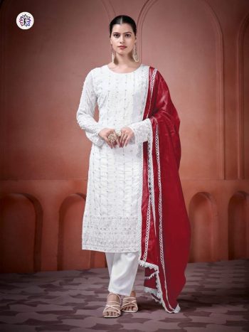 NEW ARRIVAL GEORGETTE EMBROIDERY SEQUENCE WORK WITH MOTI WORK TOP BOTTOM WITH DUPATTA MAROON