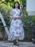 NEW ARRIVAL GEORGETTE FLORAL PRINTED WORK GOWN  WHITE