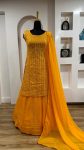 NEW ARRIVAL GEORGETTE PAPER MIRROR WORK TOP LEHENGA WITH DUPATTA PARTY WEAR WHOLESALE PRICE ETHNIC GARMENT (4)