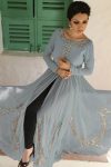 NEW ARRIVAL GEORGETTE SEQUENCE AND ZARI WORK GOWN WITH UNSTITCHED BOTTOM FESTIVE WEAR WHOLESALE PRICE ETHNIC GARMENT (5)